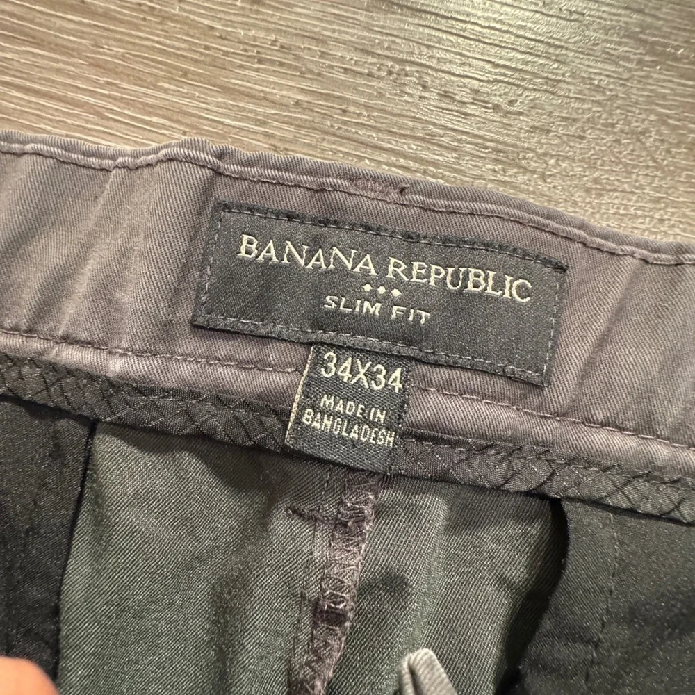 Banana Republic Pants Mens 34 Gray Cotton Blend Slim Fit Chino Work Casual 34x32